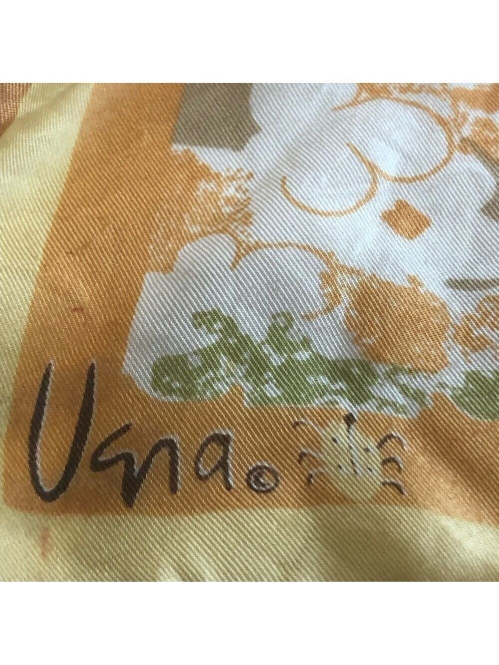 Vera vintage floral silk scarf. Orange yellow green white classic 40x14